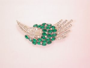 Trifari Green Comet Pin