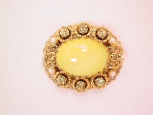 Large Yellow Oval West Germany Pin