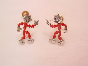 Reddy Kilowatt Silvertone Earrings