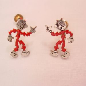 Reddy Kilowatt Silvertone Earrings