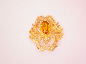 Topaz Rhinestone Spider Sash Pin