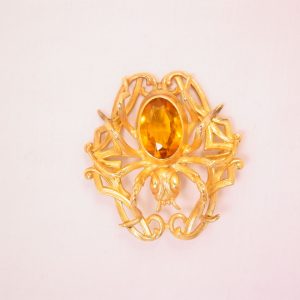 Topaz Rhinestone Spider Sash Pin