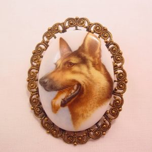 German Shepherd on Porcelain West Germany Pin