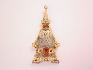 Hollycraft Purple and Pearl Santa Claus Pin