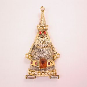 Hollycraft Purple and Pearl Santa Claus Pin
