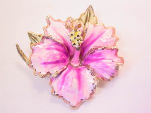 Pink Painted Orchid Pin by Coro