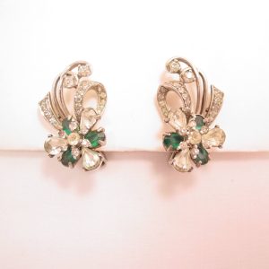 Pennino Sterling Rhinestone Floral Earrings