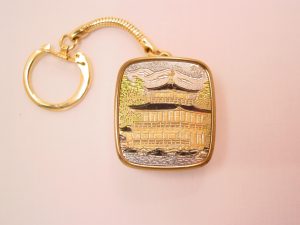 Chokin-Style Pagoda Music Box Keychain by Swan and Sankyo