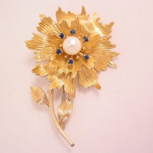 Krementz Gold Content and Pearl Flower Pin