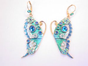 Kirks Folly Blue Enamel Butterfly Pierced Earrings
