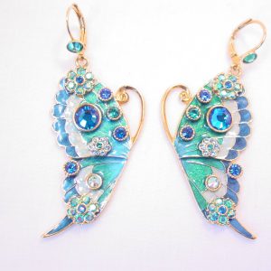 Kirks Folly Blue Enamel Butterfly Pierced Earrings