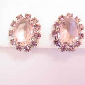 Pale Lavender Oval Rhinestone Earrings