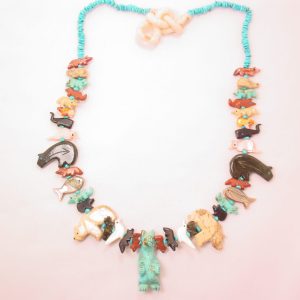 Native American (Zuni?) Carved Multi-Animal Fetish Necklace
