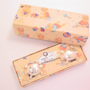 Sterling Silver Turtle Bib Clips by Pat Jane in the Original Box