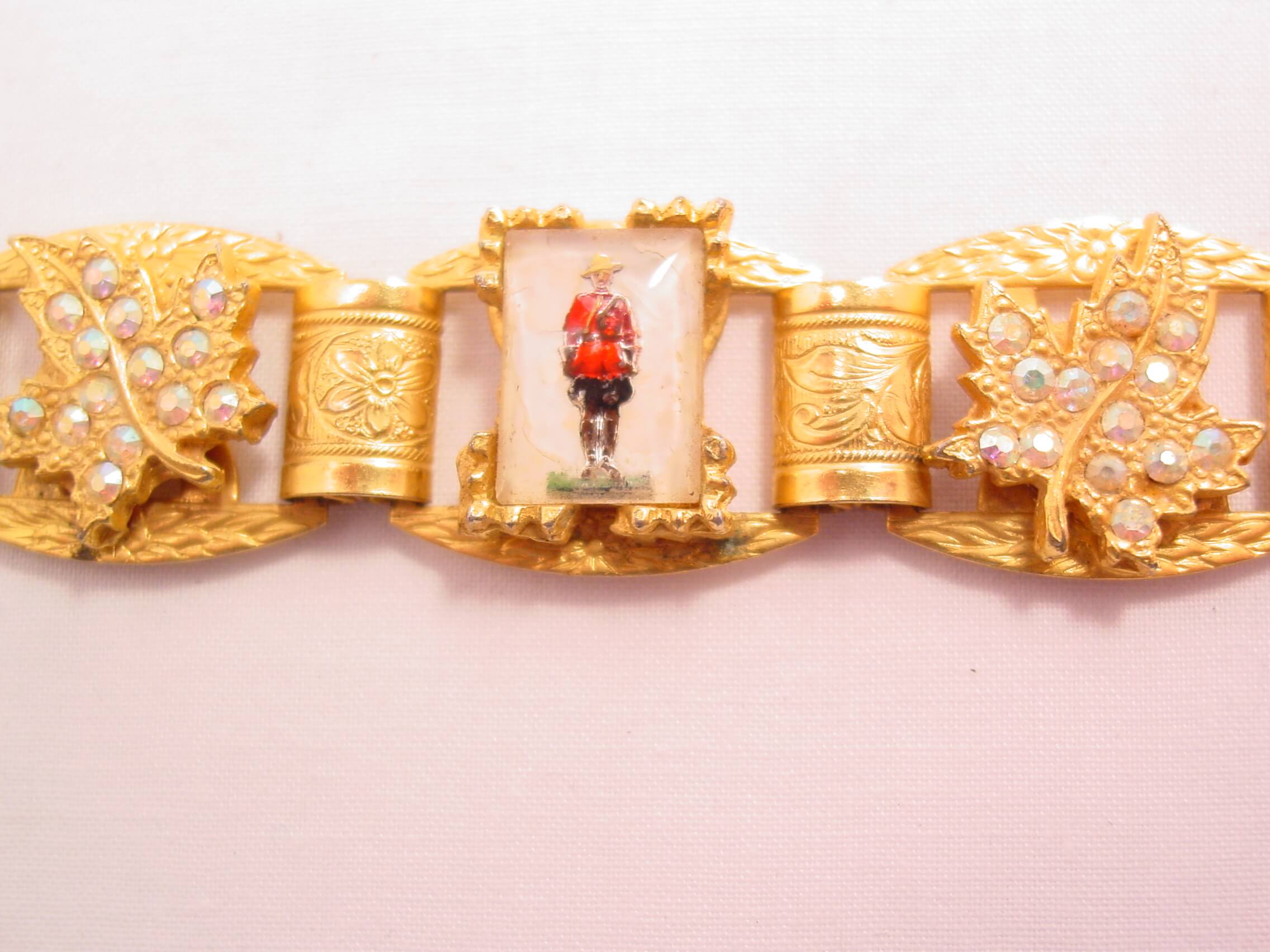 Royal Canadian Mounted Reverse Glass Old Souvenir Bracelet from Windsor Canada