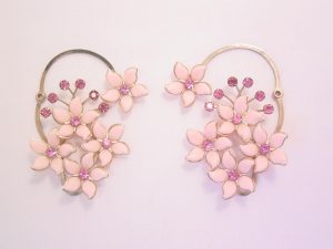 Pink Flowered Hinged Wrap-Around Earrings