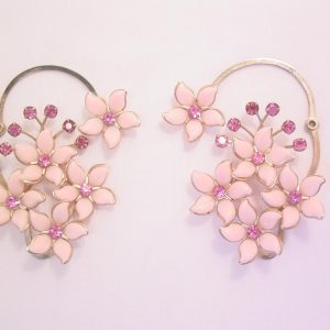 Pink Flowered Hinged Wrap-Around Earrings