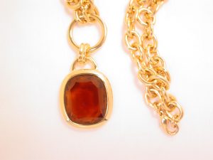 Large Joan Rivers Dark Topaz-Colored Rhinestone Necklace
