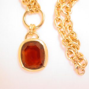 Large Joan Rivers Dark Topaz-Colored Rhinestone Necklace