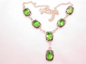 Gorgeous Green Ovals and Sterling Silver Necklace