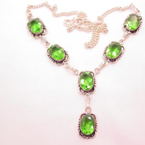 Gorgeous Green Ovals and Sterling Silver Necklace