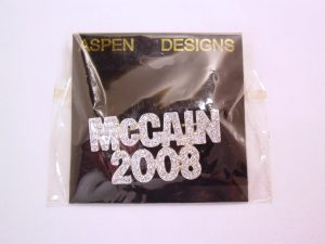 Clear Rhinestone McCain 2008 Political Pin