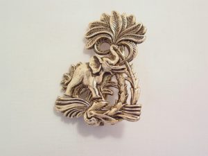 French Elephant Under Palm Tree Pin