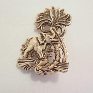 French Elephant Under Palm Tree Pin