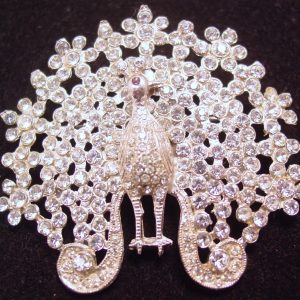 Clear Rhinestone Peacock Pin