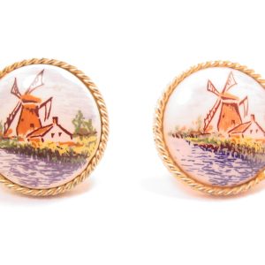 Ceramic Windmill Cuff Links