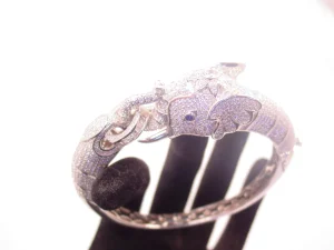 Absolutely Stunning Rhinestone Encrusted Sterling Elephant Bracelet