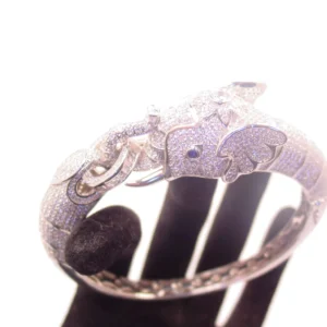Absolutely Stunning Rhinestone Encrusted Sterling Elephant Bracelet