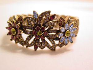 Heidi Daus Antiqued Rhinestone Floral Hinged Bracelet