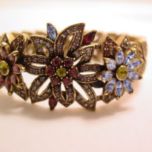 Heidi Daus Antiqued Rhinestone Floral Hinged Bracelet