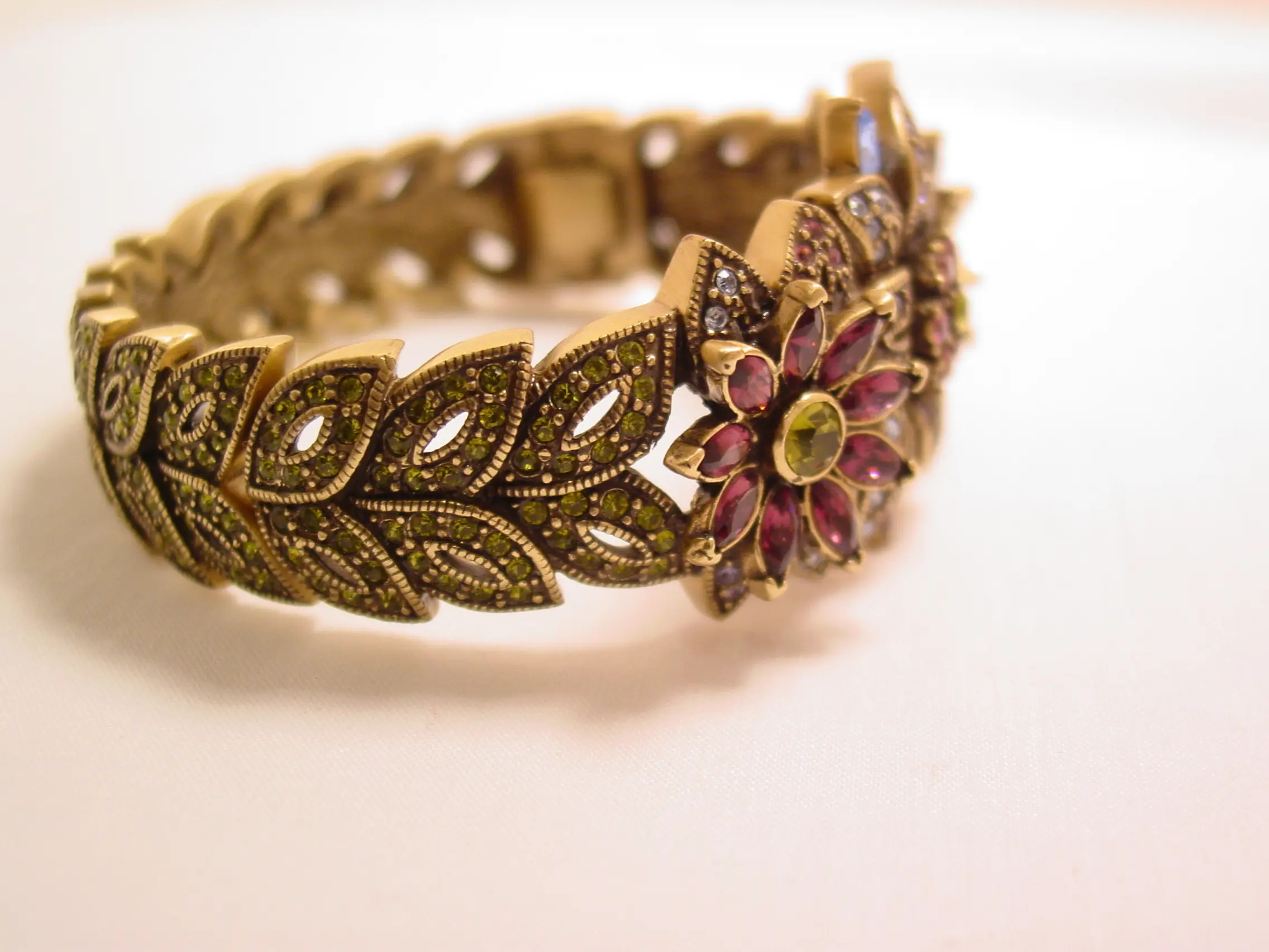 Heidi Daus Antiqued Rhinestone Floral Hinged Bracelet - Image 2