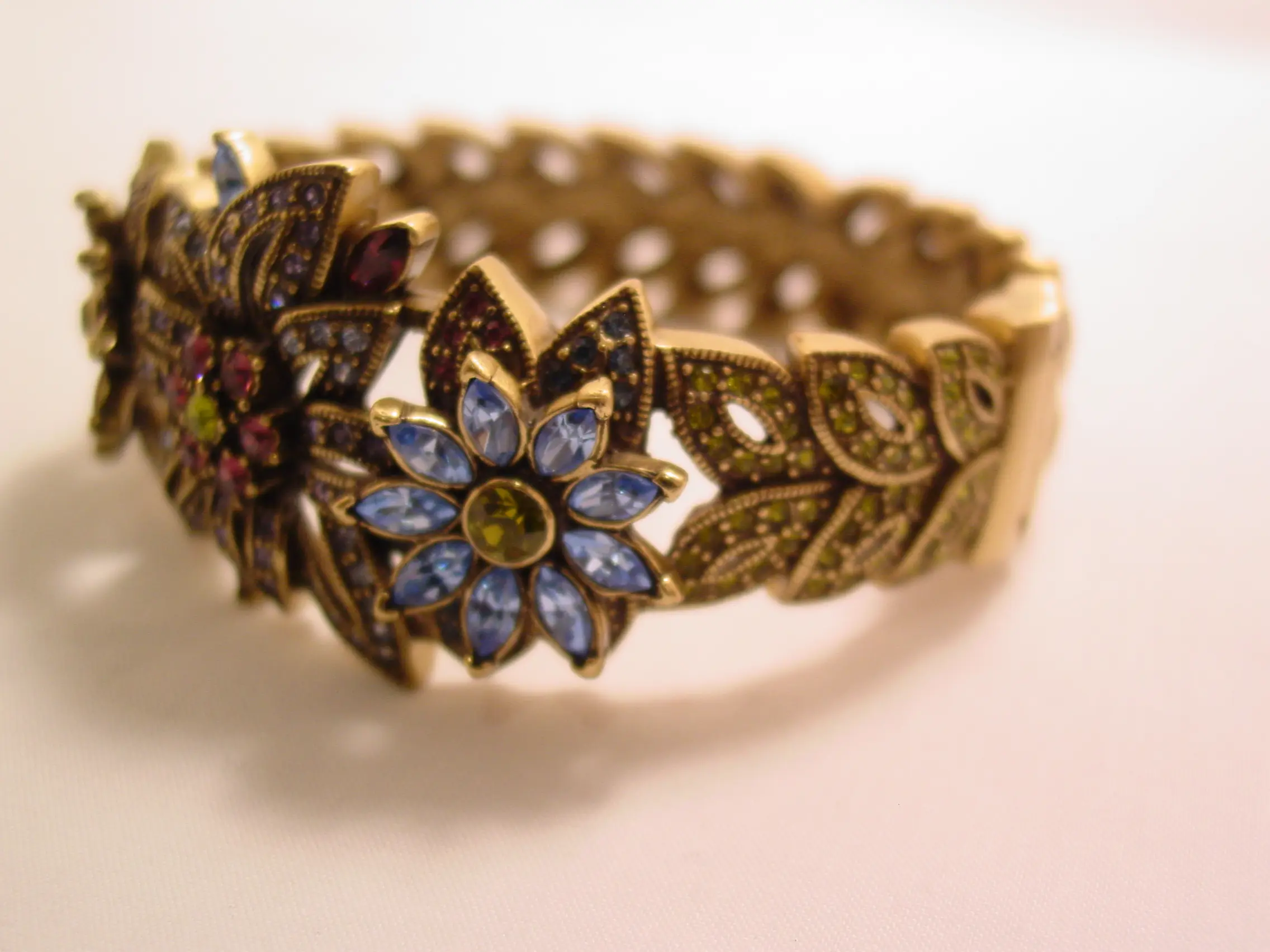 Heidi Daus Antiqued Rhinestone Floral Hinged Bracelet - Image 10