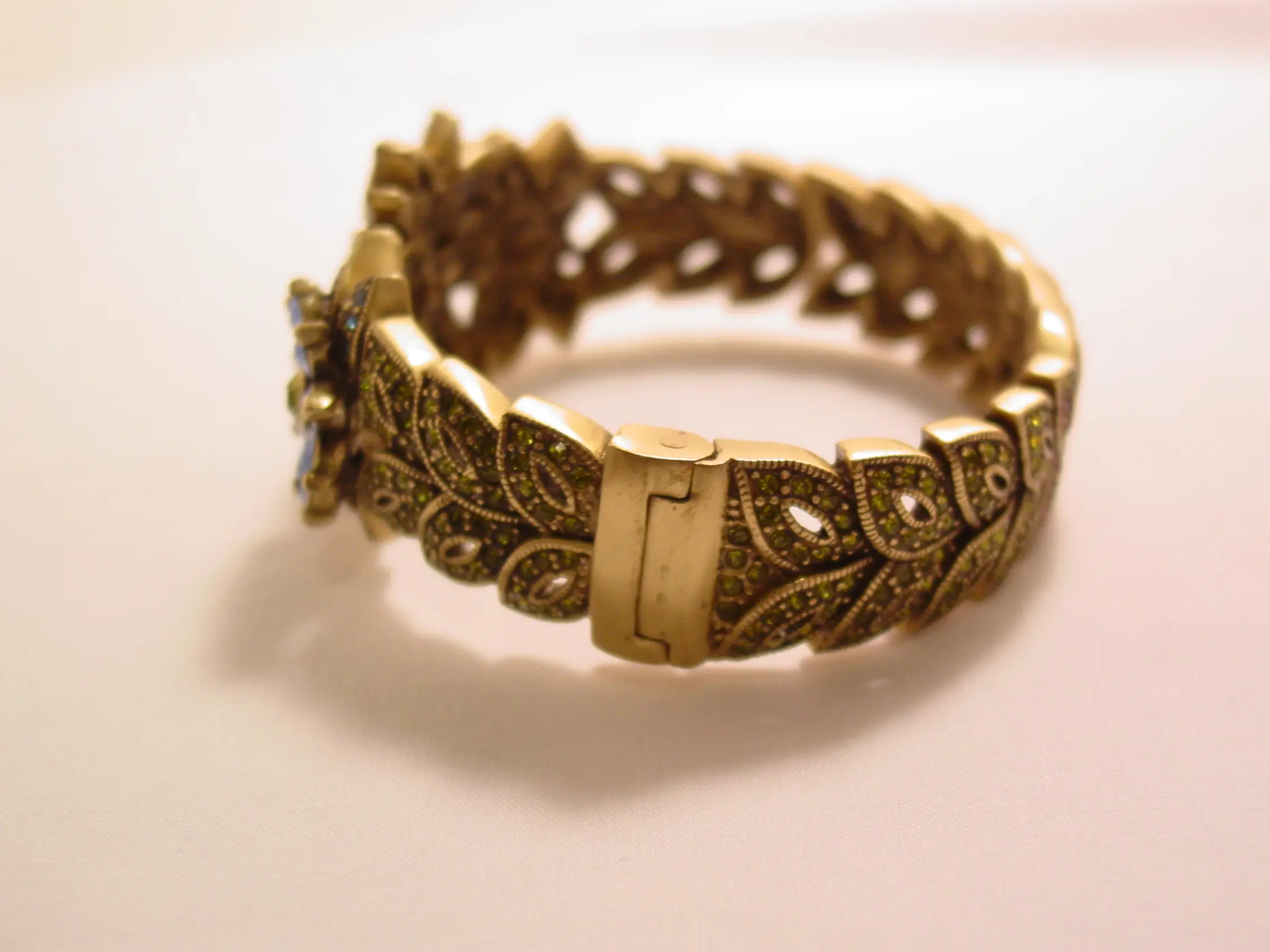 Heidi Daus Antiqued Rhinestone Floral Hinged Bracelet - Image 8