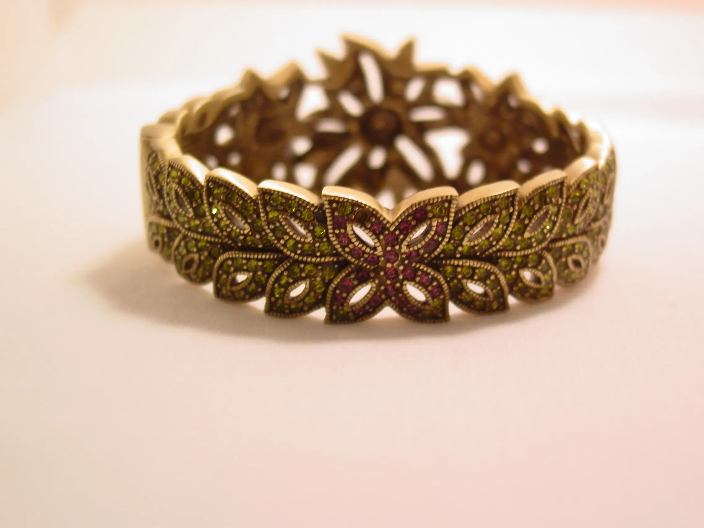 Heidi Daus Antiqued Rhinestone Floral Hinged Bracelet - Image 9