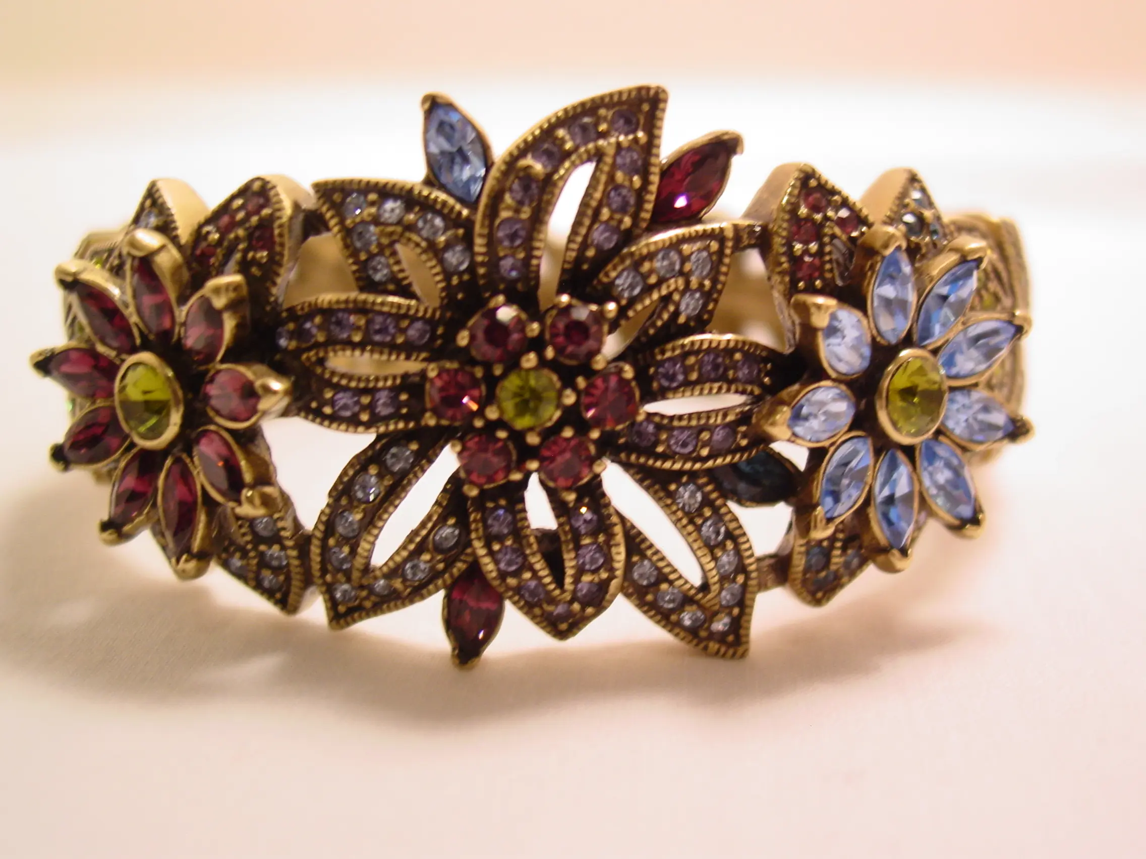 Heidi Daus Antiqued Rhinestone Floral Hinged Bracelet - Image 6