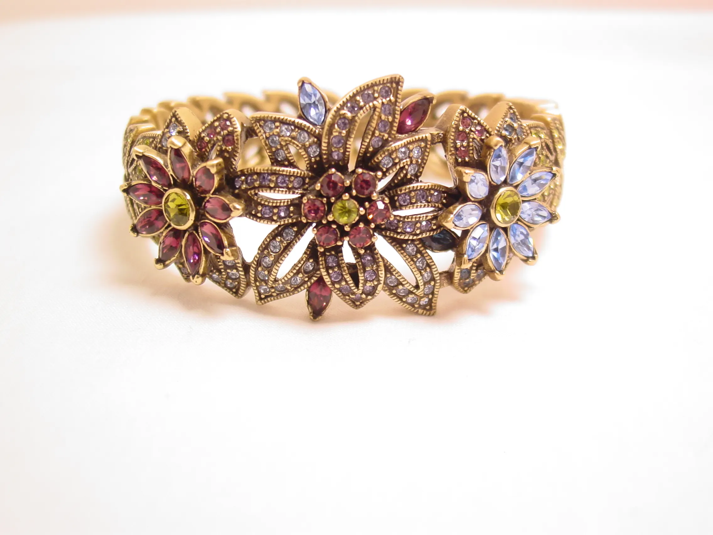 Heidi Daus Antiqued Rhinestone Floral Hinged Bracelet - Image 3
