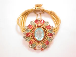 Gorgeous Unsigned Robert Rhinestone and Filigree Bracelet