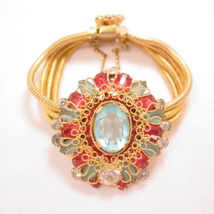 Gorgeous Unsigned Robert Rhinestone and Filigree Bracelet