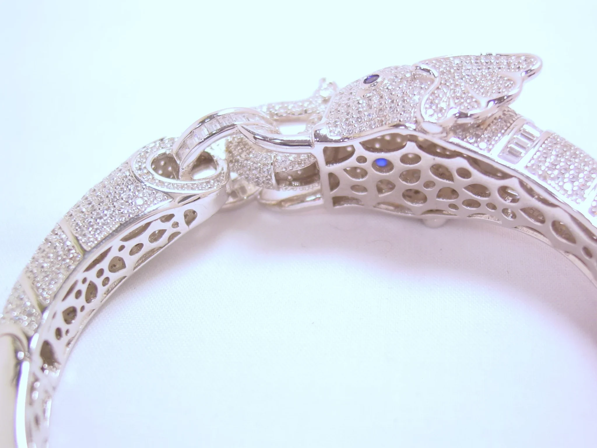 Absolutely Stunning Rhinestone Encrusted Sterling Elephant Bracelet - Image 5