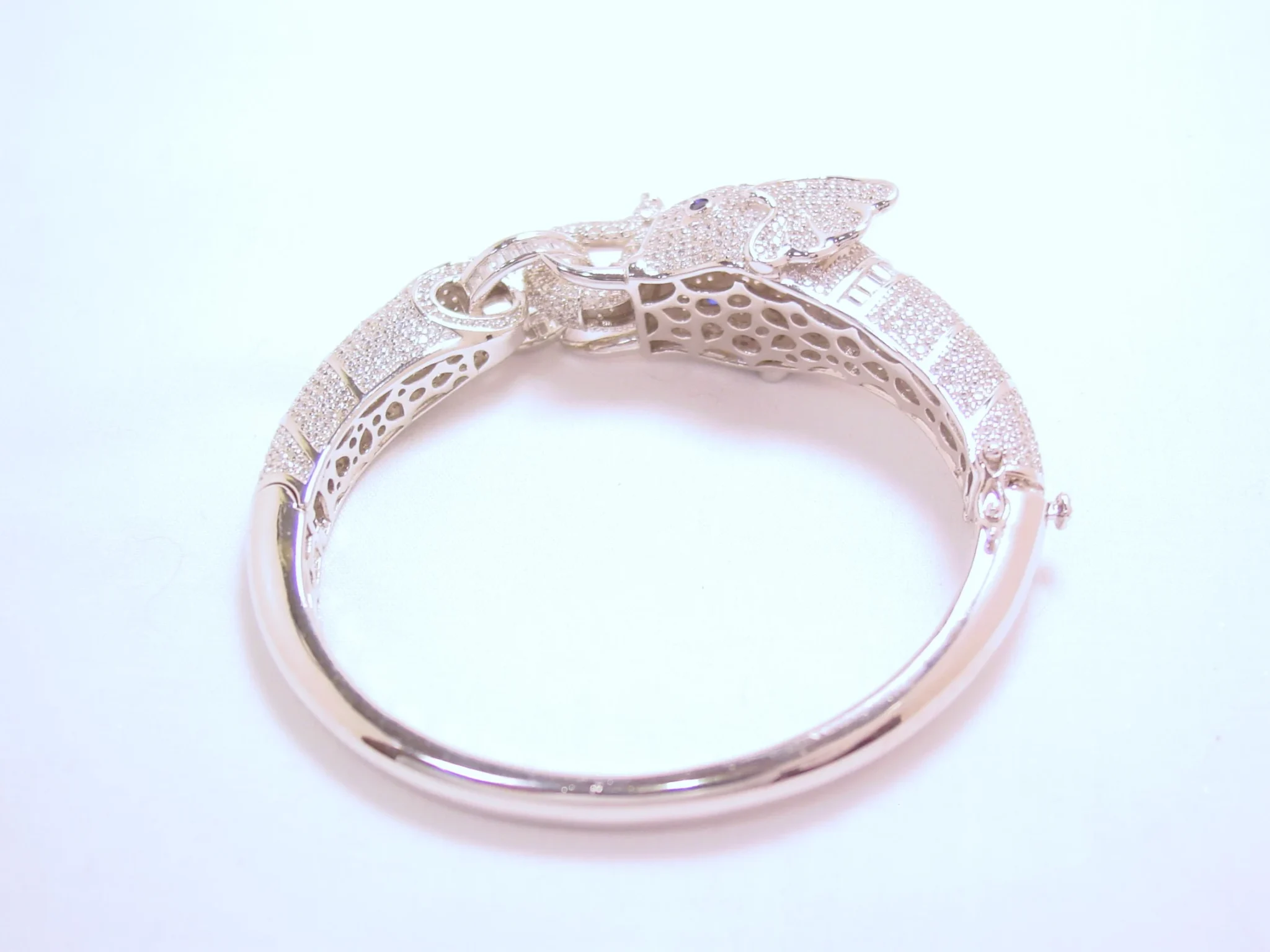 Absolutely Stunning Rhinestone Encrusted Sterling Elephant Bracelet - Image 6