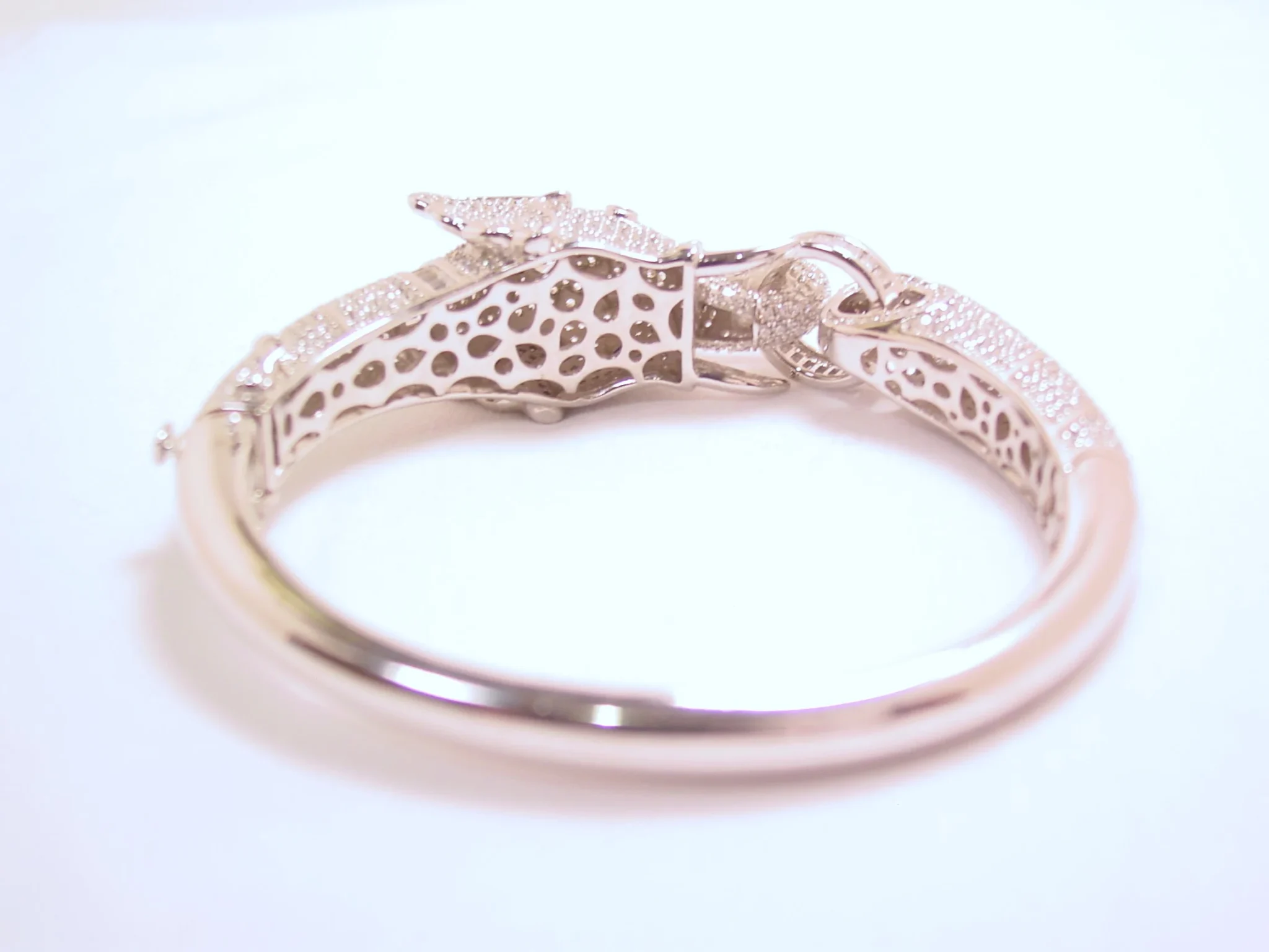 Absolutely Stunning Rhinestone Encrusted Sterling Elephant Bracelet - Image 10