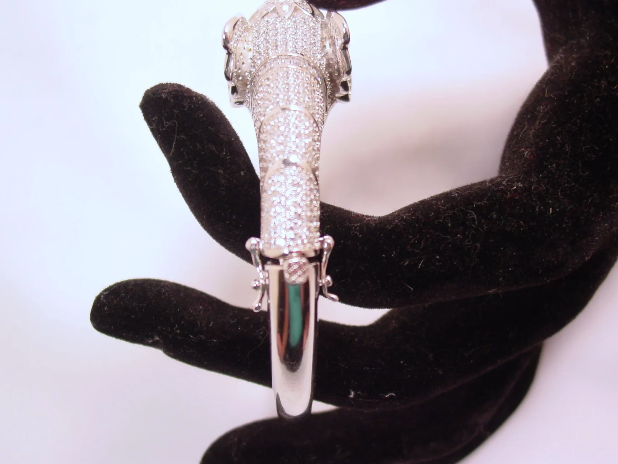 Absolutely Stunning Rhinestone Encrusted Sterling Elephant Bracelet - Image 17