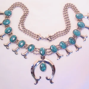 Signed Goldette Imitation Squash Blossom Necklace