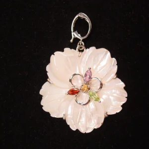 Sterling and Mother of Pearl Flower Necklace Enhancer