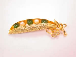 Hobe Jade and Pearl Peapod Pin