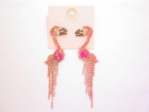C&C California Rhinestone Flamingo Pierced Earrings